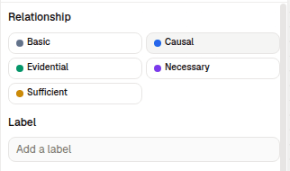 The Relationship control in the inspector, with Causal selected among the five types